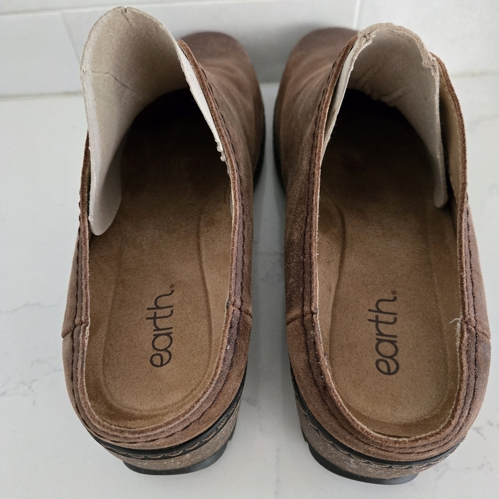 NEW Earth Kolia Round Toe Slip-on Casual Clogs Dark Brown Suede Leather Cork 9.5 - Picture 6 of 9